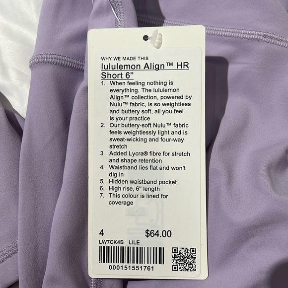 Lululemon Align HR Short 6” Lilac Ether - Picture 2 of 9